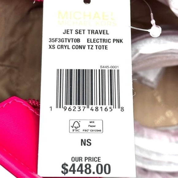 Michael Kors Jet Set Travel Extra-Small Top Zip Tote Bag Electric Pink (NWT) - Picture 10 of 10